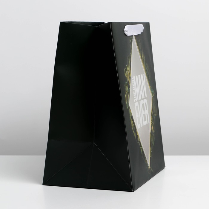 Пакет подарочный ламинированный с пластиковым окном, упаковка, «Лучшему», 30,5 х 25 х 17,5 см - фото 1908842833