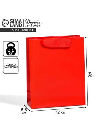 Пакет подарочный ламинированный, упаковка, «Красный», S 12×15×5.5 см