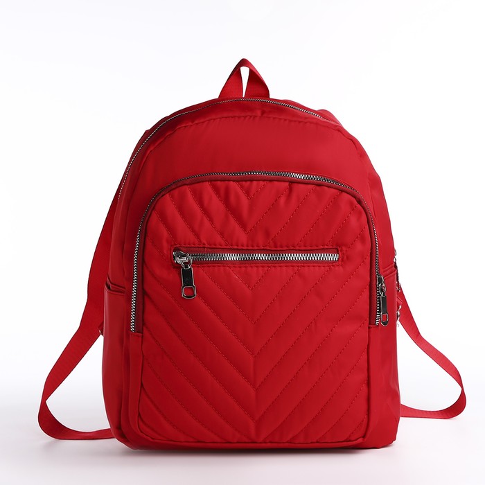 Рюкзак городской из текстиля на молнии, 2 наружных кармана, цвет красный - Фото 1