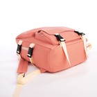 Рюкзак школьный из текстиля на молнии, 4 кармана, цвет коралловый - Фото 3