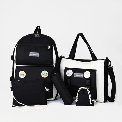 Рюкзак на молнии, сумка - шоппер, пенал, сумка, монетница, чёрный