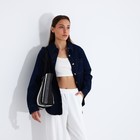 Сумка-шопер женская на молнии, размер 45×14×29 см, в полоску, чёрная/белая - фото 22468616