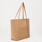 Сумка-шопер женская на молнии, размер 47×12×31 см, однотонная, бежевая - фото 24693804