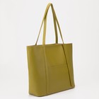 Сумка-шопер женская на молнии, размер 47×12×31 см, однотонная, оливковая - фото 21495454