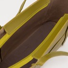 Сумка-шопер женская на молнии, размер 47×12×31 см, однотонная, оливковая - фото 21495455