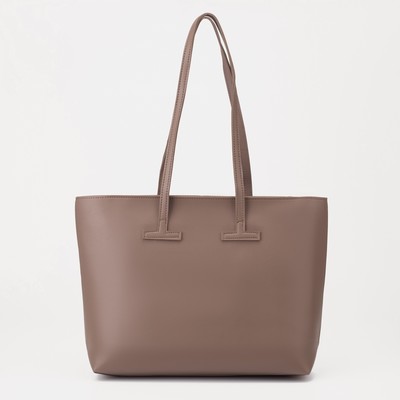 Сумка-шопер на молнии, цвет тёмно-бежевый