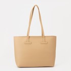 Сумка шоппер женская, на молнии, бежевая - Фото 2