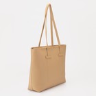 Сумка шоппер женская, на молнии, бежевая - Фото 4