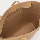 Сумка шоппер женская, на молнии, бежевая - Фото 5