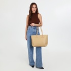 Сумка шоппер женская, на молнии, бежевая - Фото 1