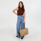 Сумка шоппер женская, на молнии, бежевая - Фото 7