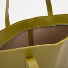 Сумка-шопер на молнии, цвет оливковый - Фото 3