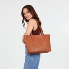 Сумка женская на молнии, цвет терракотовый - фото 27182639