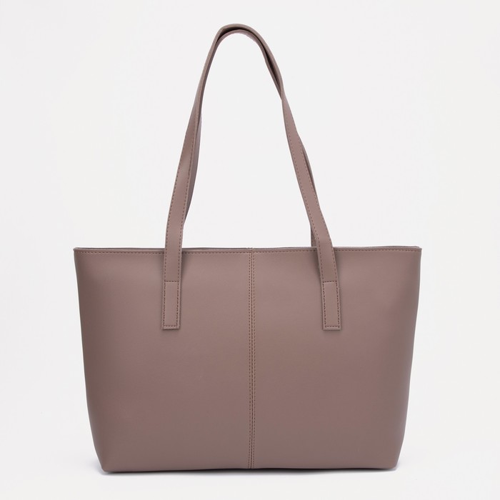 Сумка-шопер женская на молнии, цвет тёмно-бежевый - Фото 1