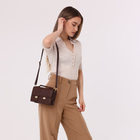 Сумка-мессенджер на клапане, длинный ремень, цвет коричневый - фото 24549043