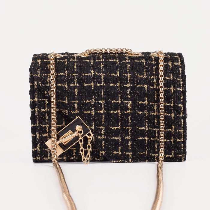 Сумка мессенджер на клапане, цвет чёрный - Фото 1