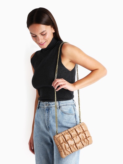 Сумка женская на молнии, цвет коричневый