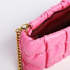 Сумка-клатч женская на молнии, на цепочке, с золотистой фурнитурой, розовая - Фото 5