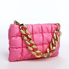 Сумка-клатч женская на молнии, на цепочке, с золотистой фурнитурой, розовая - Фото 6