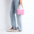 Сумка-клатч женская на молнии, на цепочке, с золотистой фурнитурой, розовая - Фото 8