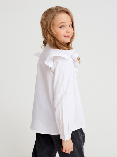 Блузка для девочки MINAKU: Cotton collection, белая, рост 128 см