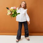 Блузка для девочки MINAKU: Cotton collection, белая, рост 140 см - Фото 8