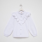Блузка для девочки MINAKU: Cotton collection, белая, рост 140 см - Фото 9