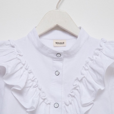 Блузка для девочки MINAKU: Cotton collection, белая, рост 140 см