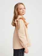 Блузка для девочки MINAKU: Cotton collection, бежевая, рост 128 см - Фото 5