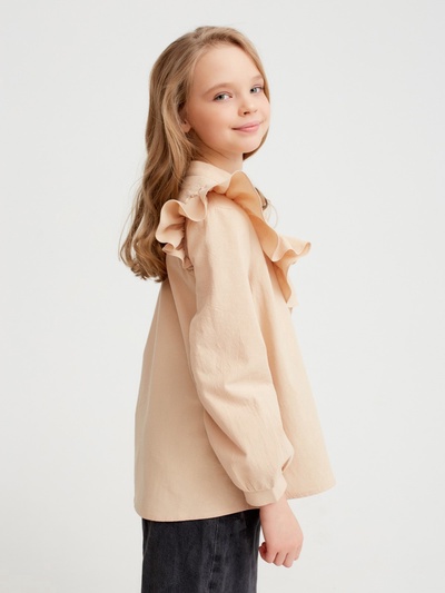 Блузка для девочки MINAKU: Cotton collection, бежевая, рост 140 см