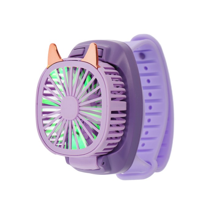 Мини вентилятор в форме наручных часов LOF-09, 3 скорости, подсветка, фиолетовый - фото 1883837491