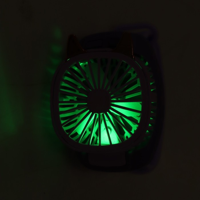 Мини вентилятор в форме наручных часов LOF-09, 3 скорости, подсветка, фиолетовый - фото 1883837499