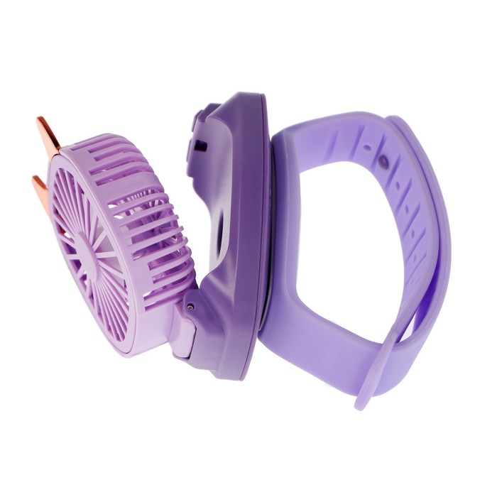 Мини вентилятор в форме наручных часов LOF-09, 3 скорости, подсветка, фиолетовый - фото 1905934496