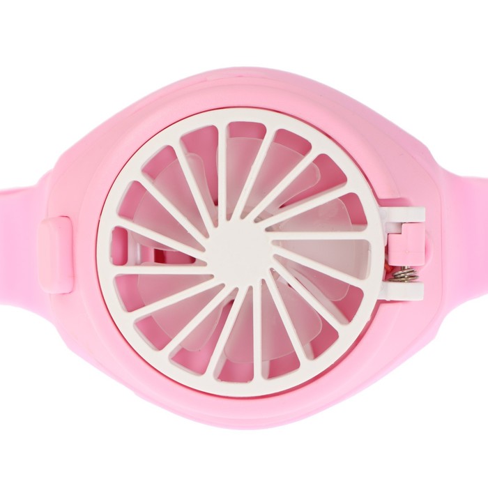 Мини вентилятор в форме наручных часов LOF-10, 3 скорости, поворотный, розовый - фото 1882352553