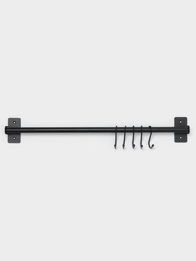Рейлинговая система для кухни, 57 см, 5 крючков, чёрная