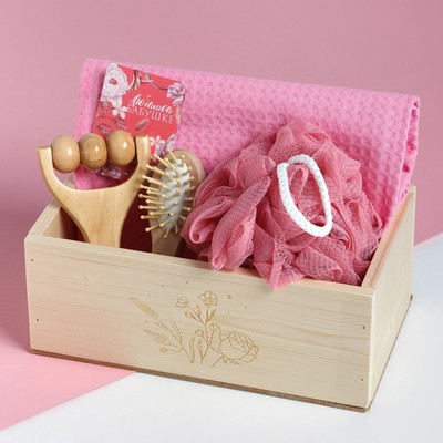 Набор подарочный «Этель. Любимой бабушке», полотенце, мочалка, расчёска