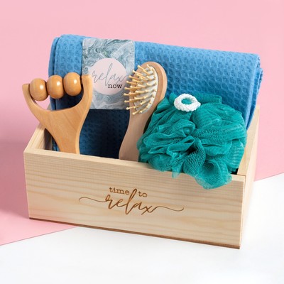 Набор подарочный «Этель» Time to relax, полотенце, мочалка, массажёр