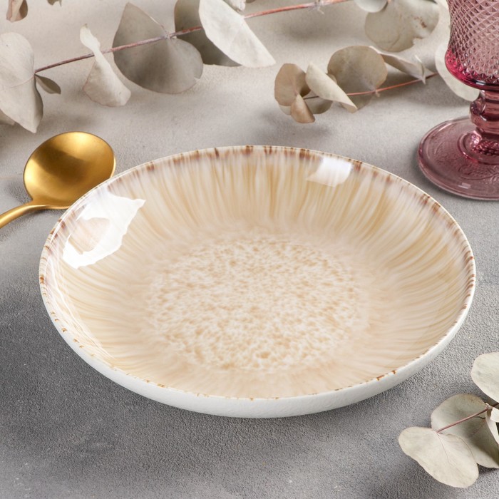 Тарелка глубокая «Гравитация», 440 мл, d=20.5 см, керамика, бежевая