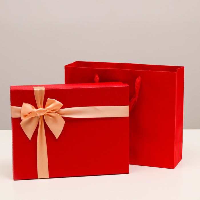 Коробка подарочная красная, 27,5х21,5х7,5 см - Фото 1