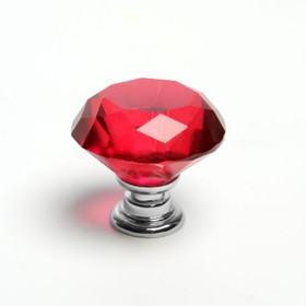 Ручка кнопка CAPPIO, цвет красный "Алмаз", стеклянная, d=25 мм