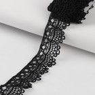 Кружево гипюровое, 40 мм × 9 ± 0,5 м, цвет чёрный - Фото 1