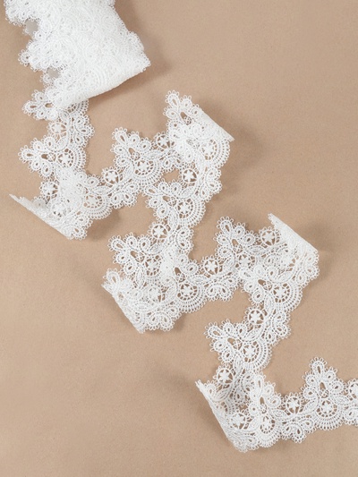 Кружево гипюровое, 55 мм, 6.8±0.5 м, белое
