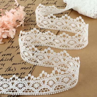 Кружево гипюровое, 40 мм, 9±0.5 м, цвет белый