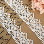 Кружево гипюровое, 40 мм, 9±0.5 м, цвет белый - Фото 2