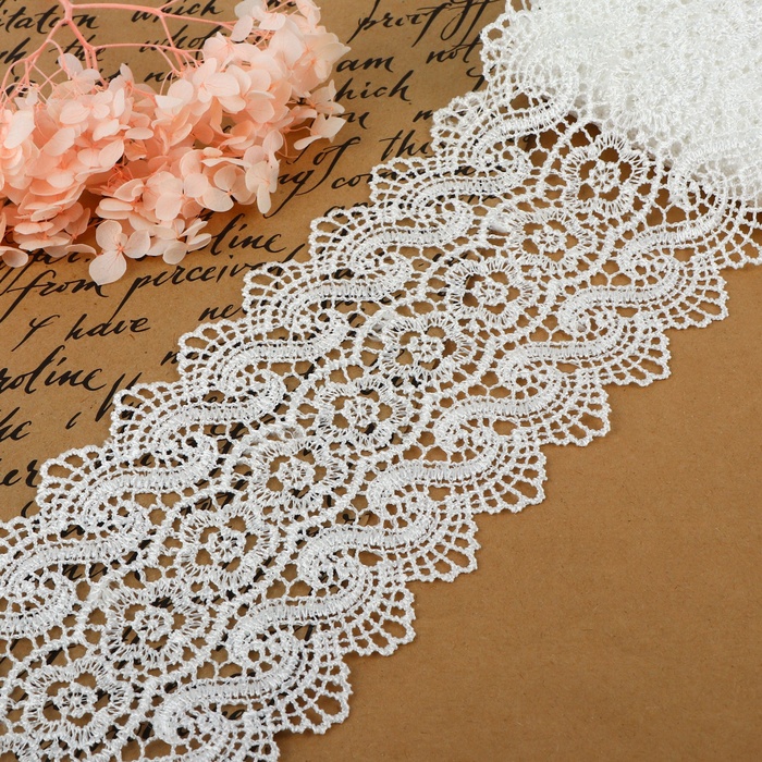 Кружево гипюровое, 105 мм, 6.8±0.5 м, цвет белый