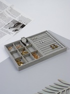 Подставка для украшений QF, 9 ячеек и 11 полос для колец, флок, 35×24×3 см, серая - Фото 2