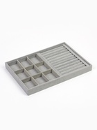 Подставка для украшений QF, 9 ячеек и 11 полос для колец, флок, 35×24×3 см, серая - Фото 3