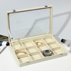 Шкатулка для украшений 12 ячеек, 35×24×4.5, стеклянная крышка, бежевая - Фото 2