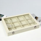 Шкатулка для украшений 12 ячеек, 35×24×4.5, стеклянная крышка, бежевая - Фото 3