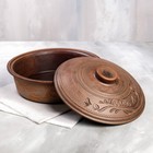 Сковорода с крышкой "Ангоб", красная глина, 26 см - Фото 2